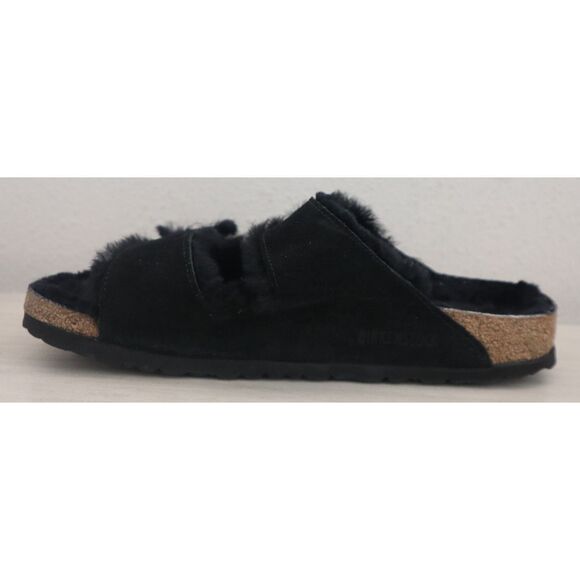 Birkenstock EUR 41 Women's 10 Men's 8 Black Suede Arizona Shearling Sandals - Picture 4 of 12